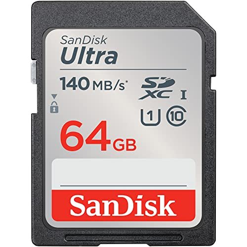 SanDisk 64 Go Ultra SDXC Carte, avec jusqu’à 140 Mo/s, homologuée A1, UHS-I carte, Classe 10, U1