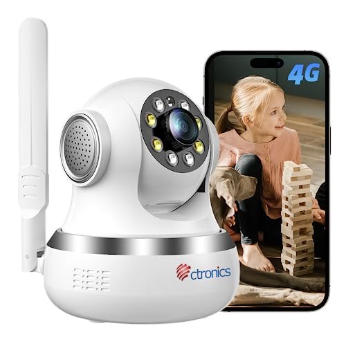 Ctronics 3G/4G LTE Caméra Surveillance Intérieur avec Carte SIM …