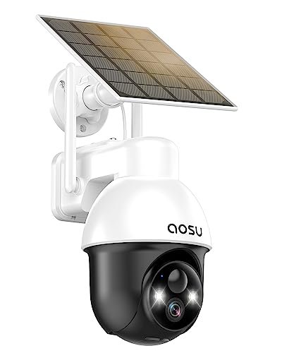 AOSU 2K Camera Surveillance WiFi Exterieure sans Fil, Solaire, 36 …